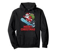 Merry Christmas Santa Riding a Snowboard Funny Snowboarding Pullover Hoodie