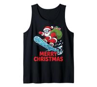 Merry Christmas Santa Riding a Snowboard Funny Snowboarding Tank Top