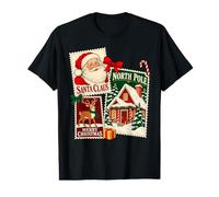 Merry Christmas Santa Vintage Holiday Postcard Collage Value Graphic T-Shirt