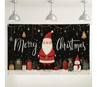 Merry Christmas Santa Wall Backdrop, Adorable Holiday Decorations, Winter Photo Background for Parties, Christmas Booth Supplies 71x43 Inch