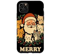 Merry Christmas Santa With Cats Holly Wreath Cat Lover Case for iPhone 11 Pro Max