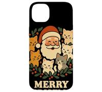 Merry Christmas Santa With Cats Holly Wreath Cat Lover Case for iPhone 14 Plus