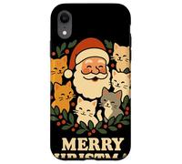 Merry Christmas Santa With Cats Holly Wreath Cat Lover Case for iPhone XR