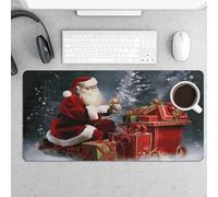 Merry Christmas Santa's Gaming Mouse Pad 12x24 Inch Desk Pad Protector Waterproof Non-Slip Rubber Base Keyboard Mat Extra Large Desktop Mat for Office Home Computer Laptop Table Accessory