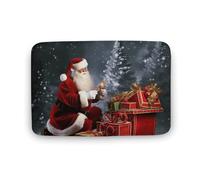 Merry Christmas Santa's Gift Floor Mat 15.7"x23.6 " Stylish Multifunctional Coral Fleece Rugs Soft Super Absorbent Patterned Thick Bath Mats for Bathroom Floor,Dressing Table, Home Decor Accessories