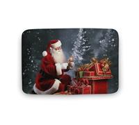 Merry Christmas Santa's Gift Floor Mat 19.7"x31.5" Stylish Multifunctional Coral Fleece Rugs Soft Super Absorbent Patterned Thick Bath Mats for Bathroom Floor,Dressing Table, Home Decor Accessories