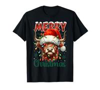 Merry Christmas Scottish Highland Cow Farm Lover Xmas Pajama T-Shirt