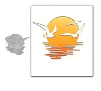 Merry Christmas Seaside Sunset Seagull Shadow Greeting Card Metal Die Cuts,Sunflower Flower Leaf Cutting Dies Cut Stencils DIY Scrapbooking Decorative Embossing Paper Scrapbooking Card Making