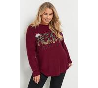 'Merry Christmas' Sequin Embellished Sweatshirt Yours Red 30-32