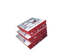 Merry Christmas Set of 3 Large Stackable Nestable Stunning Traditional Gift boxes | Cute print Santa, Snow, XMAS Presents Storage, Keepsake and Reusable (Design 4)