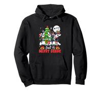 Merry Christmas Shark Cosplay Three Santa Reindeer Elf Pullover Hoodie