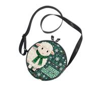 Merry Christmas Sheep Green Plaid Sling Bags Crossbody Women Beauty with Adjustable Strap Shoulder Bag Take a walk Canvas Messenger Purse