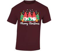 Merry Christmas Shirts for Men T-Shirt Girls Top Xmas Gnome Dwarf Elf Santa T Shirts Mens Festive Santa Boys Kids Children Gift Printed Maroon - XX-Large