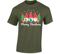 Merry Christmas Shirts for Men T-Shirt Girls Top Xmas Gnome Dwarf Elf Santa T Shirts Mens Festive Santa Boys Kids Children Gift Printed Military Green - XX-Large