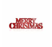 Merry Christmas Sign Glittery Free Standing Christmas Decoration Durable Glitter Foam Merry Sign Suitable for Window Home Living Room Office Party Favours Xmas Decor 10cm X 32cm (1Pack) (Red)