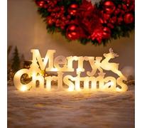 Merry Christmas Sign Light Up Christmas Decorations for Wreath LED Hanging Window Decorative Light Glowing Letter Sign for Xmas Tree Wall Door Fireplace Indoor Outdoor
