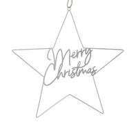 Merry Christmas Silver Metal Star Pack Of 3