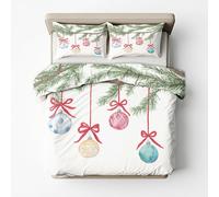 Merry Christmas Single Duvet Cover Set Winter - Xmas Theme Bedding & Bedroom Decor, Super Soft Microfiber Quilt Cover and 1 Pillowcases, with Zip, Reversible Design SD-1284