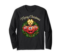 Merry Christmas Smiling Ball Ornaments Gold Bow Fun Long Sleeve T-Shirt