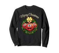 Merry Christmas Smiling Ball Ornaments Gold Bow Fun Sweatshirt