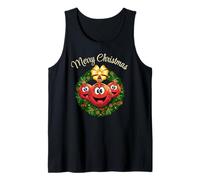Merry Christmas Smiling Ball Ornaments Gold Bow Fun Tank Top