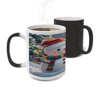 Merry Christmas Snow Man And Birds Color Changing Mugs Heat Sensitive Magic Mug 11 Oz Coffee Cup for Office, Ceramic Novelty Tea Mug with Handle for Home, Creative Gifts, Birthday, Anniversary