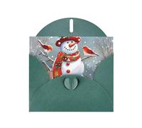 Merry Christmas Snow man and Birds Greeting Cards Blank Note Cards with Envelopes Happy Birthday Card Thank You Card Wedding Party Invitation Cards for All Occasions 4x6 Inch