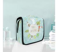 Merry Christmas Snow Tree Hanging Foldable Toiletry Cosmetic Bag Makeup Travel Organizer Bags Case for Women Girls Bathroom