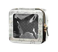 Merry Christmas Snowflake and Bear Striped Clear Small Makeup Bag Makeup Bag Organizer for Women