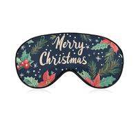 Merry Christmas Snowflake Holly Blackout Sleep Mask for Side Sleeper Soft Covers for Travel Essentials Nap