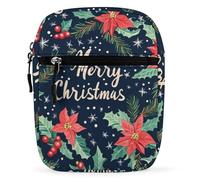 Merry Christmas Snowflake Holly Mini Crossbody Bag Unisex Anti-Theft Side Shoulder Bags Travel Small Messenger Bag