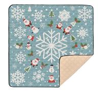 Merry Christmas Snowflake Santa Sage Green Soft Foam Baby Floor Play mat for Indoor Outdoor One-Piecing Foldable Activity Gym Mat for Newborns Babies Infants Toddlers, 50'' x 50''