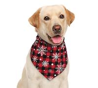 Merry Christmas Snowflakes Red Black Plaid Dog Bandana Scarf Triangle Bibs Pet Accessories Cat Kerchief