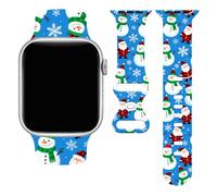 Merry Christmas Snowflakes Santa Claus Watch Band Series 11 Compatible With Apple Watch, Xmas Snowman Red Green Buffalo Plaid IWatch Bands 42/44/45/49mm Wristbands Silicone Straps Series 10 9 Se Ultra
