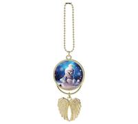Merry Christmas Snowman Car Hanging Ornament Rear View Mirror Pendant Cute Car Mirror Aesthetic Decor Funny Auto Pendant Auto Charms Gifts for Men Women Golden-style