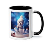 Merry Christmas Snowman Ceramic Coffee Mug with Handle 11 Ounces, Porcelain Mug Coffee Cup Tea Mug Water Cup Ideal for Coffee,Tea,Latte,Cappuccino,Microwave & Dishwasher Safe Unique Gift Cup