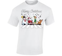 Merry Christmas Snowman Christmas Shirts for Men T-Shirt Girls Top Elf Reindeer Xmas T Shirts Mens Santa Tree Boys Kids Children Gift Printed White - Large