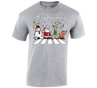 Merry Christmas Snowman Christmas Shirts for Men T-Shirt Girls Top Elf Reindeer Xmas T Shirts Mens Santa Tree Boys Kids Children Gift Printed Sport Grey - Large