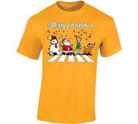 Merry Christmas Snowman Christmas Shirts for Men T-Shirt Girls Top Elf Reindeer Xmas T Shirts Mens Santa Tree Boys Kids Children Gift Printed Gold - XX-Large