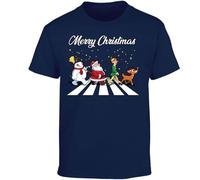 Merry Christmas Snowman Christmas Shirts for Men T-Shirt Girls Top Elf Reindeer Xmas T Shirts Mens Santa Tree Boys Kids Children Gift Printed Navy Blue - Youth Medium (Age 7-8)
