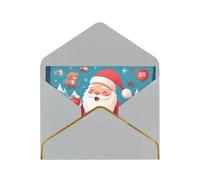 Merry Christmas Snowman Luxury Pearl Paper Greeting Card With Gold Border, Blank Inside, With Envelope - Birthday, Wedding, Christmas, Valentine