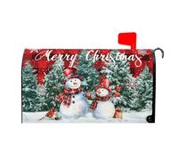 Merry Christmas Snowman Mailbox Covers Magnetic Standard Size 25.5 x 21 Inch Xmas Trees Snowflake Buffalo Plaid Seasonal Holiday Mailbox Wraps Post Letter Box Cover for Garden Yard
