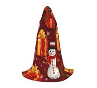 Merry Christmas Snowman Print Adults Unisex Hooded Cloak Variety Robe For Halloween Cosplay Christmas Carnival, Black, Large