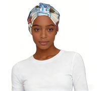 Merry Christmas Snowman Print Turban Headscarf Hat for Women Modern Stretch Printed Polyester Sleep Cap Chemo Head Wrap Gift