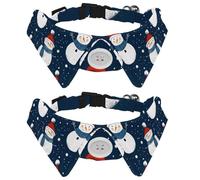 Merry Christmas Snowman Snow Paws Dog Cat Collar, 2 Pcs Bow Tie Dog Collars with Plastic Buckle, Pet Bowtie for Girls Boys Small Medium Cat Puppy Kittern