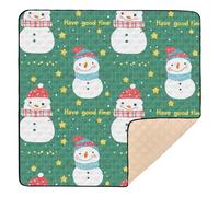 Merry Christmas Snowman Star Green Large Stylish Baby Kick Crawling Mat for Floor Non-Toxic Foldable Activity Entertainment Mat for Baby Toddler Infant, 50'' x 50''