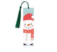 Merry Christmas Snowman Wooden Bookmark 5pcs for Book Lovers,DIY Wood Craft Bookmarks with Colorful Tassels Wooden Gift Tags Labels Rectangle Bookmarks Ornaments Unusual Gift for Men Women