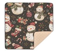 Merry Christmas Snowmen Black Cute Baby Crawling Mat for Floor Non-Toxic Foldable Infant Play Activity Mat for Baby Toddler Infant, 50'' x 50''