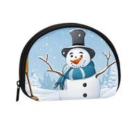 (Merry Christmas Snowmen) Mini Shell Pouch Compact Storage Bag Portable Cosmetic Bag Small Coin Purse With Zipper For Women, Black, One Size, Stylish