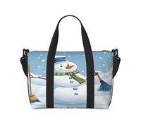 (Merry Christmas Snowmen) Waterproof Lightweight Hand Travel Bag - Large Carry-On for 3-5 Day Trips | Air Travel, Sports, Weekend Use | Men & Women (1-Pack)